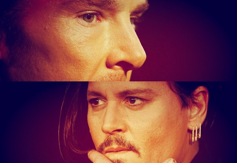 Джонни Депп и Бенедикт Камбербэтч на премьере «Черной мессы»