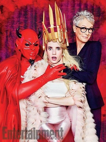 Эмма Робертс, Джейми Ли Кёртис и красный дьявол для Entertainment Weekly