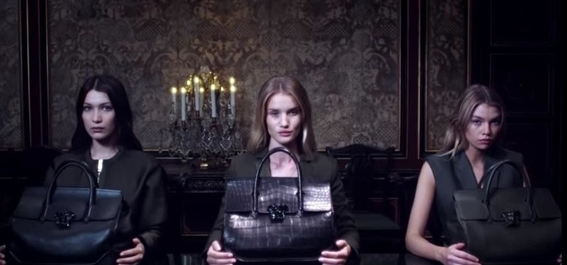 Рози Хантингтон-Уайтли, Белла Хадид и Стелла Максвелл в новой рекламной кампании Versace