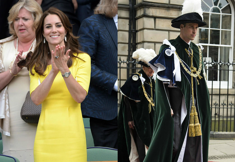 Кейт Миддлтон посетила теннисный матч, а принц Уильям отправился в Шотландию на церемонию рыцарского ордена
