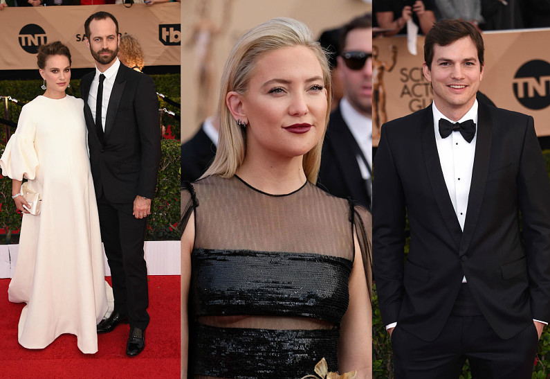 Беременная Натали Портман с мужем, драматичная Кейт Хадсон, одинокий Эштон Катчер и другие на красной дорожке SAG Awards