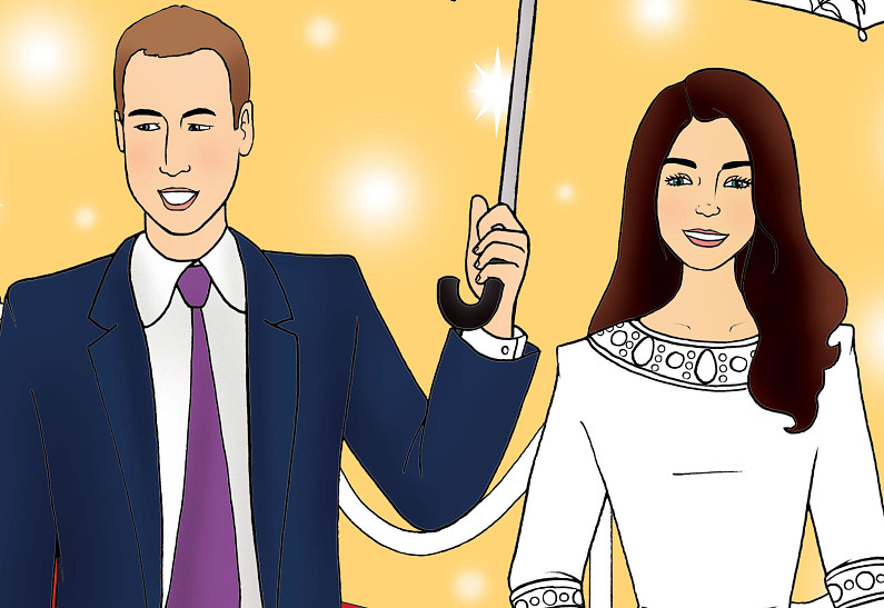 Кейт Миддлтон и принц Уильям стали героями раскраски