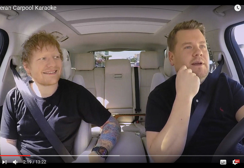 Эд Ширан, 55 конфет и гитара: новый выпуск Carpool Karaoke с Джеймсом Корденом
