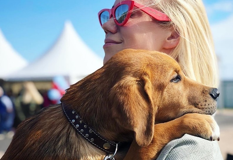 Елена Крыгина подружилась с ласковым псом в центре пребывания бездомных животных