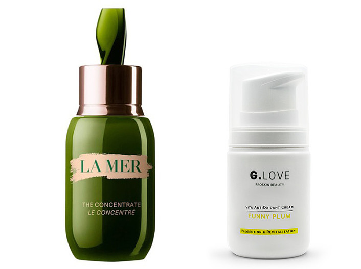1. Концентрат для лица The Concentrate, La Mer; 2. Крем с витамином С для лица, G.Love