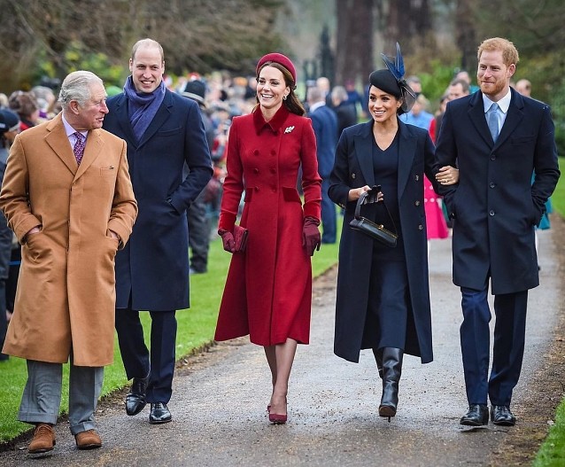 Принц Чарльз, принц Уильям, Кейт Миддлтон, Меган Маркл и принц Гарри