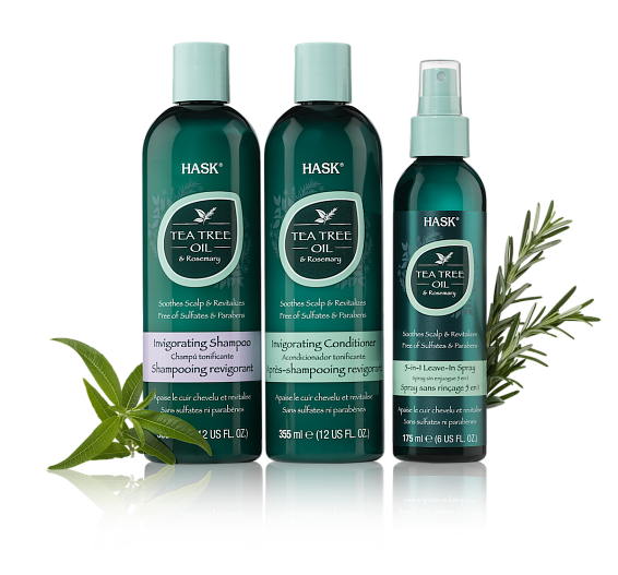 Укрепляющий шампунь и кондиционер, несмываемый спрей 5-в-1, «Масло чайного дерева и розмарина», HASK