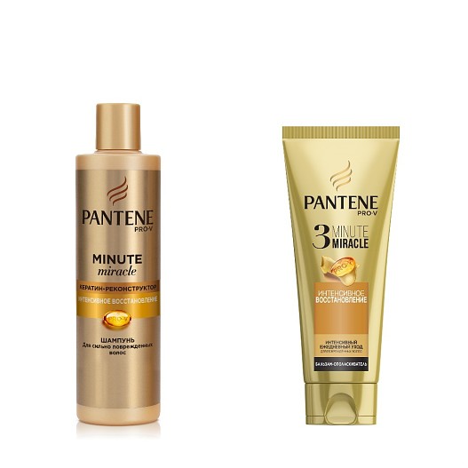Шампунь и бальзам-ополаскиватель, Minute Miracle, Pantene