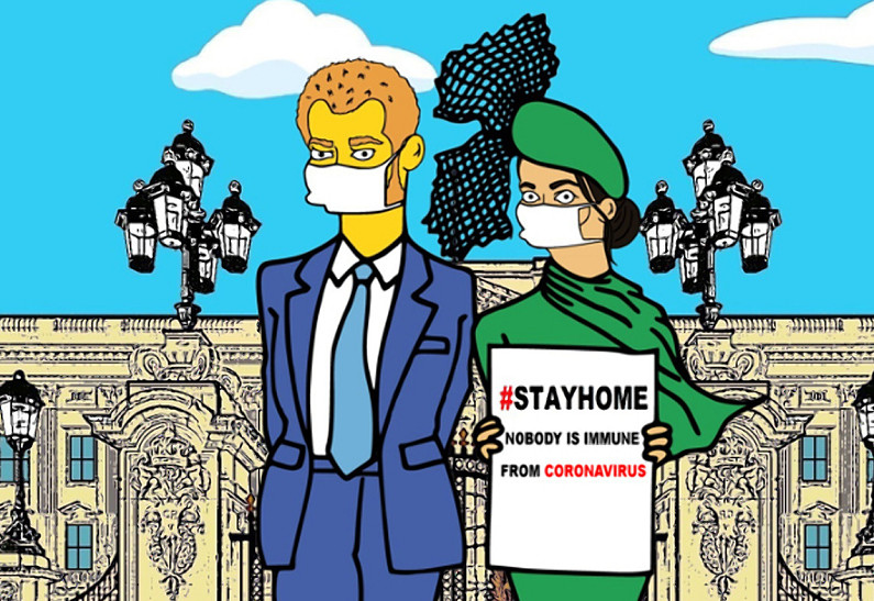 Мультяшные Меган Маркл и принц Гарри призывают оставаться дома из-за коронавируса