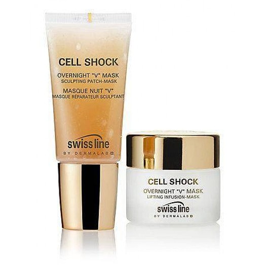 Ночная моделирующая V-маска для овала лица, шеи и декольте, Cell Shock, Swissline