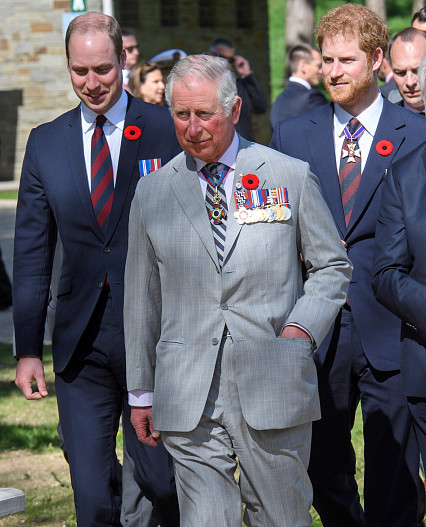 Принц Уильям, принц Чарльз и принц Гарри