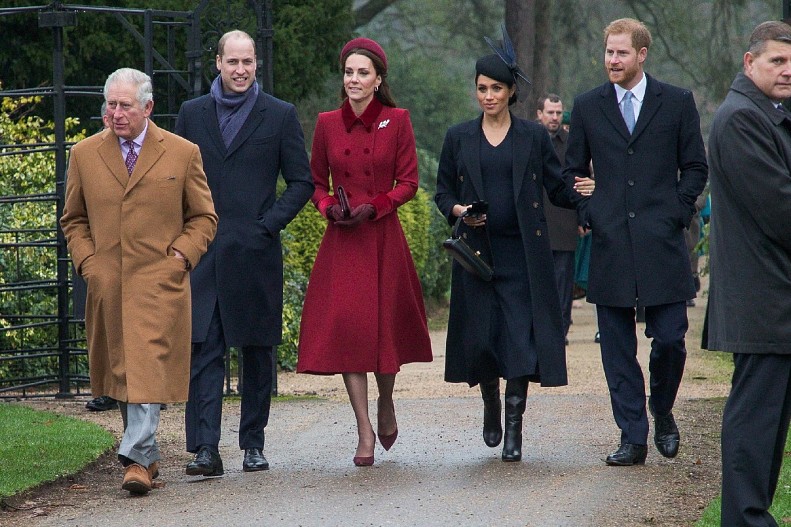 Принц Чарльз, принц Уильям, Кейт Миддлтон, Меган Маркл, принц Гарри