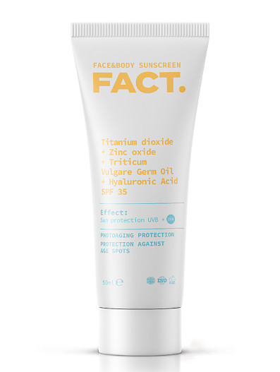 Ежедневный увлажняющий солнцезащитный крем для лица и тела SPF35, Fact