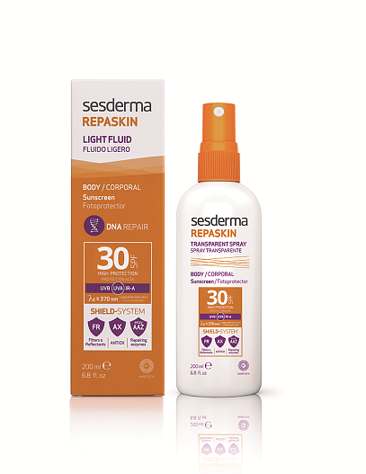Солнцезащитный прозрачный спрей для тела SPF 30, Repaskin, Sesderma.