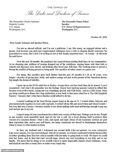 Открытое письмо Меган Маркл Нэнси Пелоси и Чаку Шумеру