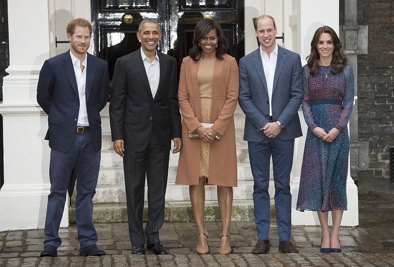 Принц Гарри, Барак и Мишель Обама, принц Уильям и Кейт Миддлтон, 2016