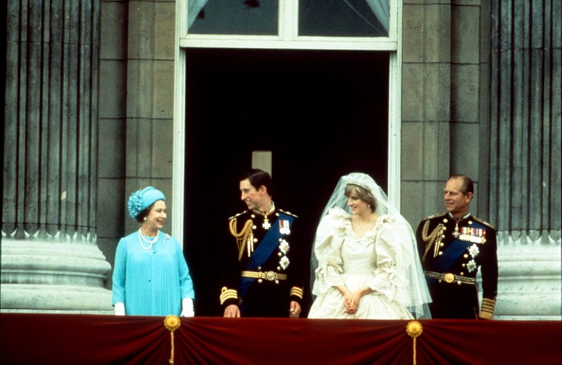 Королева Елизавета, принц Чарльз, принцесса Диана и принц Филипп