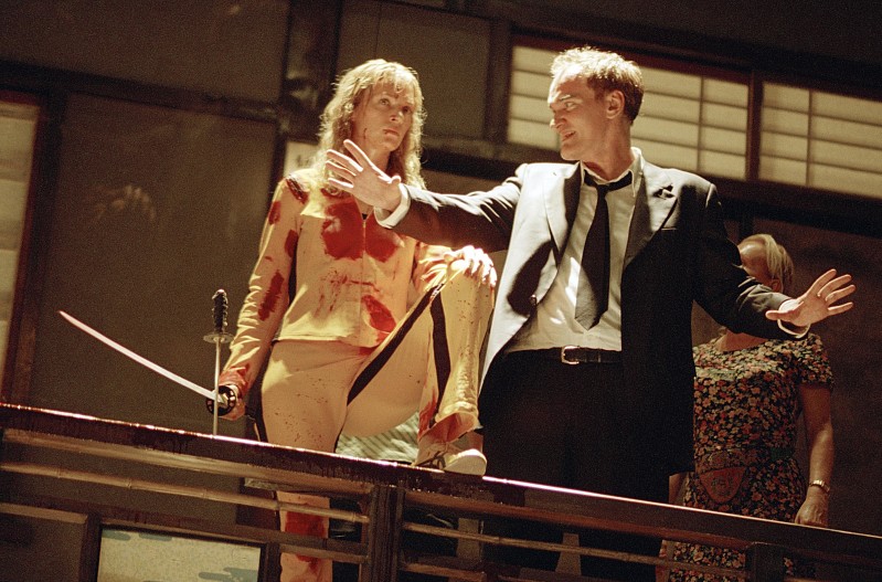 Квентин Тарантино и Ума Турман на съемках Убить Билла