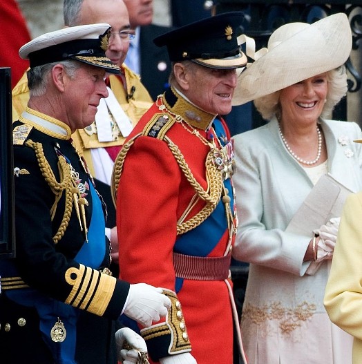 Принц Чарльз, принц Филипп и герцогиня Камилла