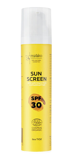 Крем для лица и тела солнцезащитный Sun Screen SPF30, mi&ko