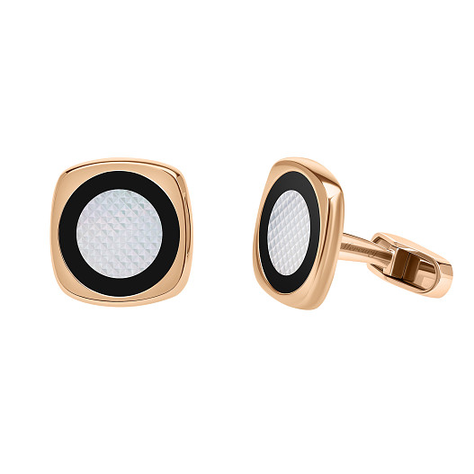Запонки Mercury, розовое золото, перламутр, оникс