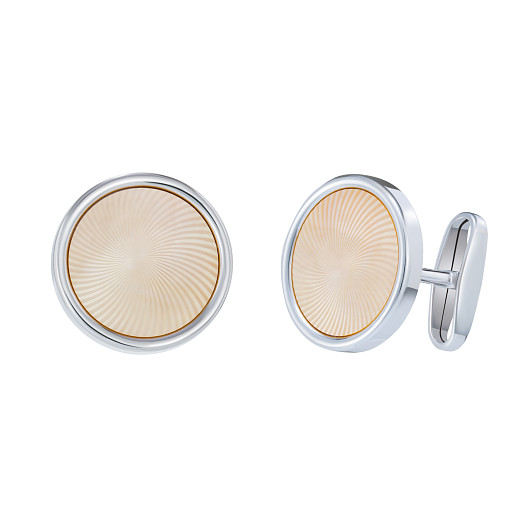 Запонки Mercury, белое золото, перламутр