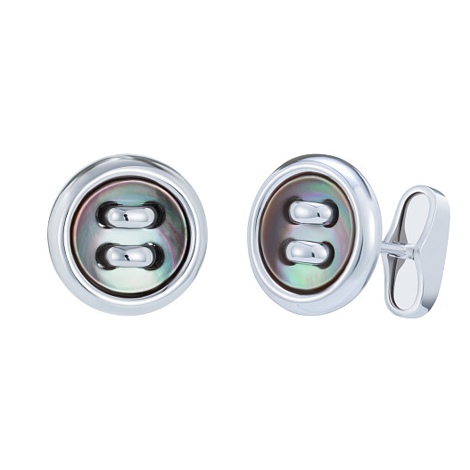 Запонки Mercury, белое золото, перламутр