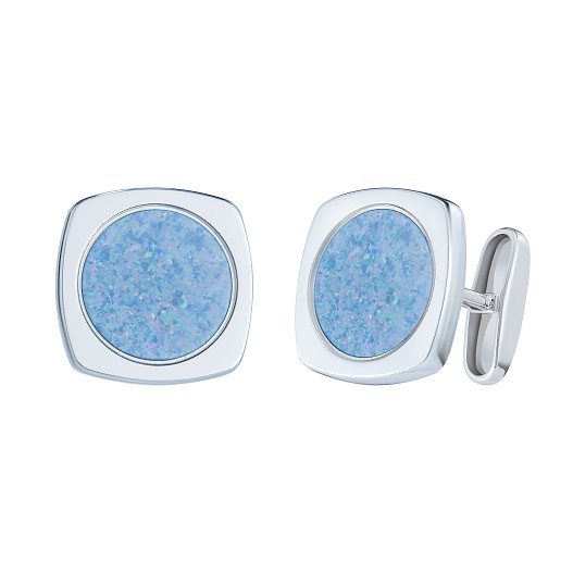 Запонки Mercury, белое золото, опал