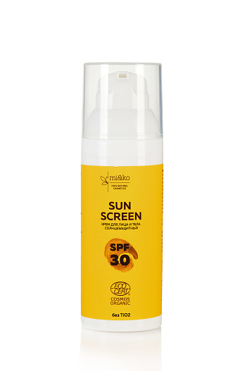 Крем для лица и тела солнцезащитный Sun Screen SPF30 COSMOS ORGANIC, Mi&ko