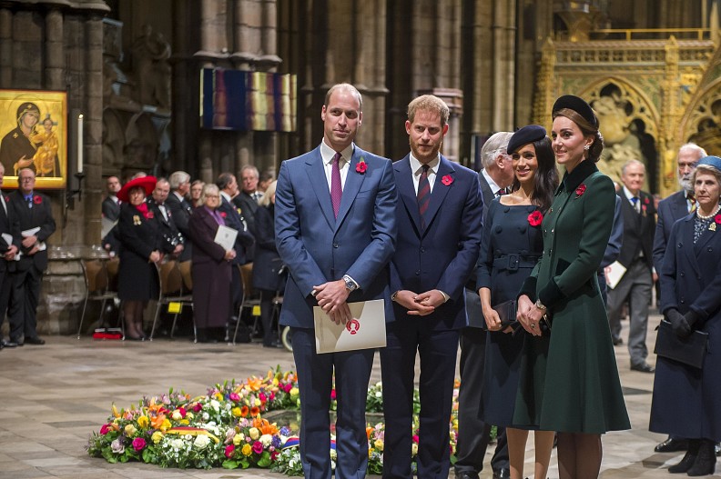 Принц Уильям, принц Гарри, Меган Маркл и Кейт Миддлтон