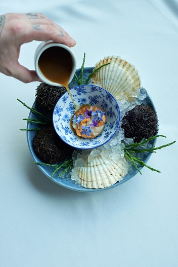 Окрошка, морской еж, гребешок