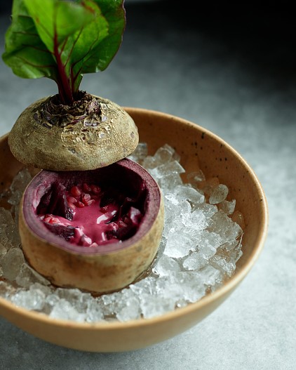 Вяленая свекла, малина, свекольной мороженое