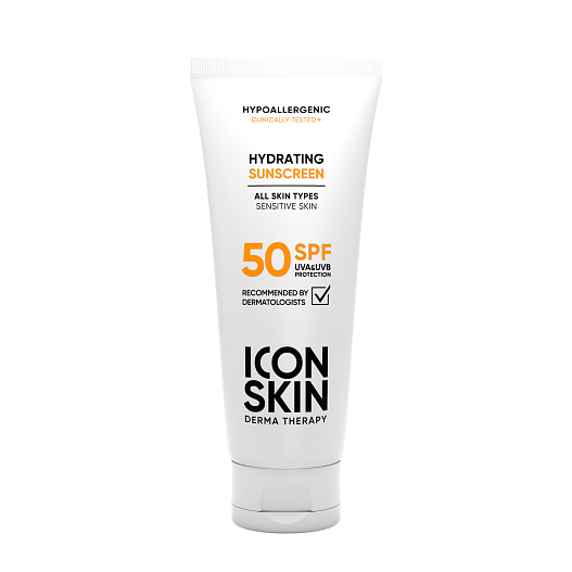 Крем для лица увлажняющий  солнцезащитный SPF 50, Icon Skin.