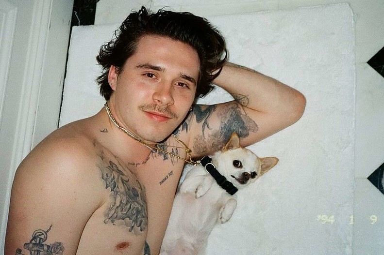 Бруклин Бекхэм с собакой Налой