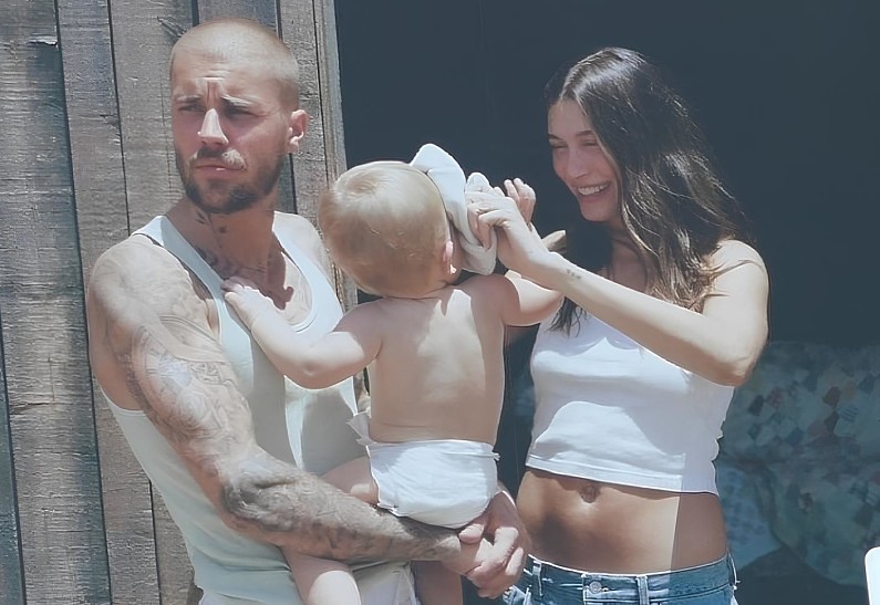 Лицо маленького сына Джастина и Хейли Бибер впервые попало в объективы папарацци