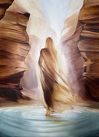 «Отражение души» Масло, золотая поталь, холст 224 х 164 см., 2024 г.  