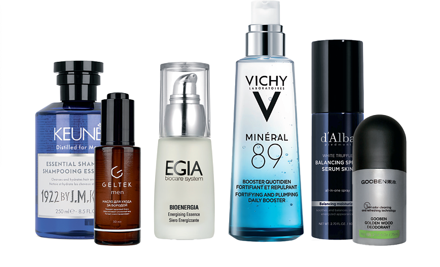 Шампунь для волос и тела 1922 Essential Shampoo, Keune. Масло для ухода за бородой Geltek Men. Сыворотка  с витамином С Energising Essence, EGIA biocare system. Увлажняющая гель-сыворотка...