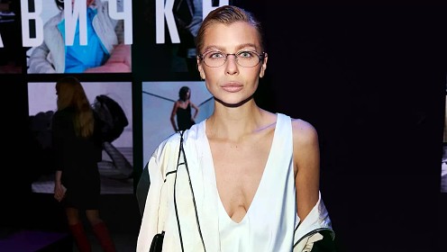 Сати Казанова, Лина Дембикова, Никита Киоссе, Катя Кабак на показе в рамках Московской недели моды