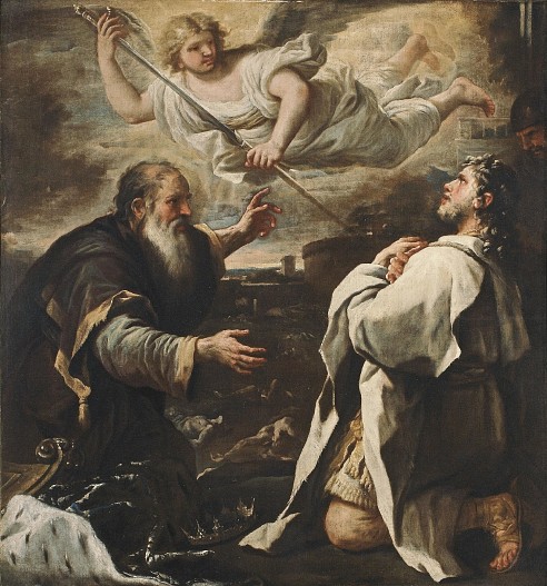 Лука Джордано. Царь Давид и пророк Гад перед лицом карающего ангела. 1670-е гг. Представляет Частная коллекция. Москва