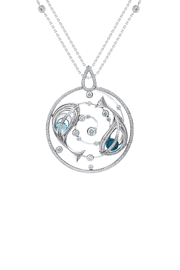 Коллекция «Океан»: Колье с топазами и бриллиантами, белое золото