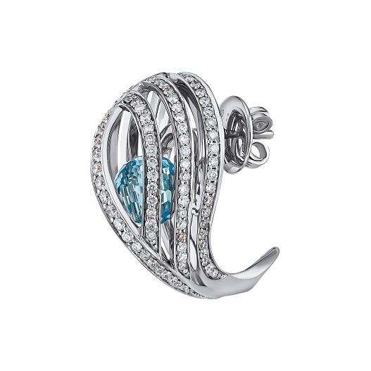 Коллекция «Океан»: Серьги с топазами и бриллиантами, белое золото