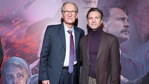 Фёдор и Виктор Добронравовы, Олег Гаас, Мария Шукшина на премьере картины «Семь верст до рассвета»