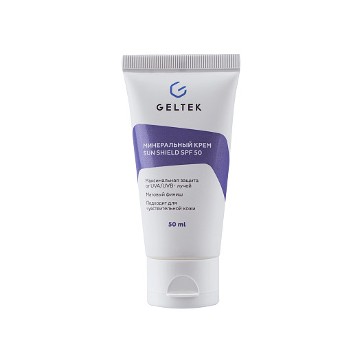 Водостойкий минеральный крем Sun Shield SPF 50+, Geltek